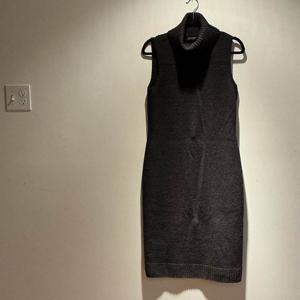 Lauren Ralph Lauren Charcoal Sleeveless wool Midi Dress
